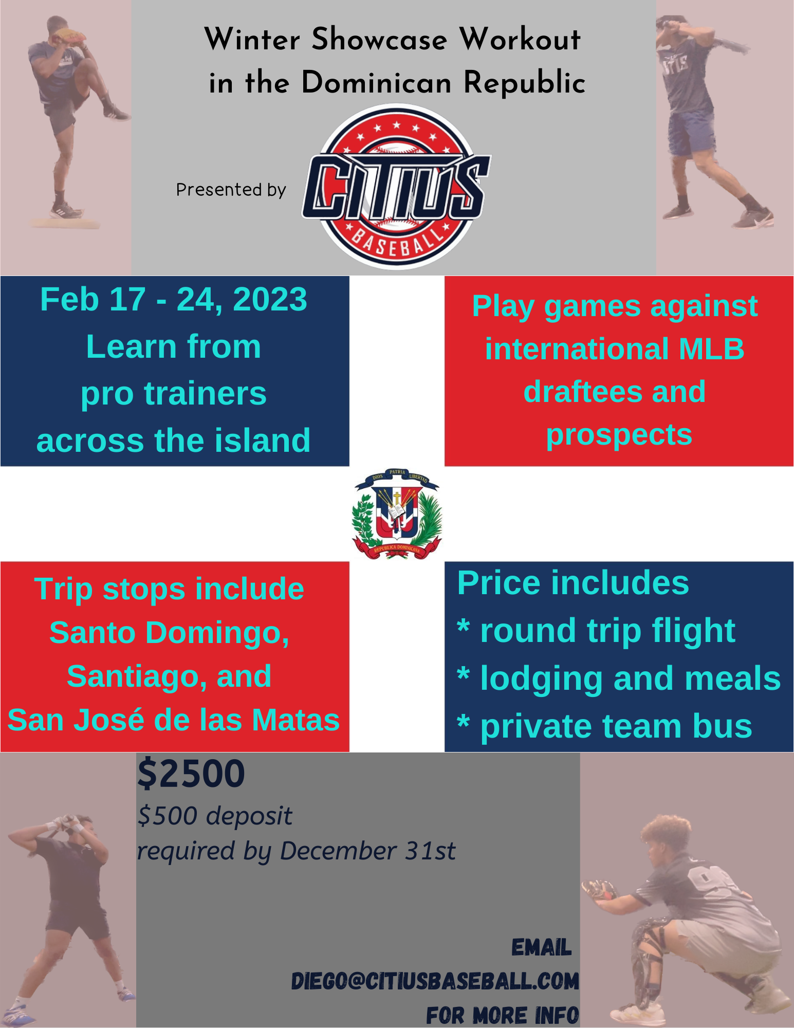 Winter Showcase Workout in the Dominican Republic, presented by Citius Baseball Academy